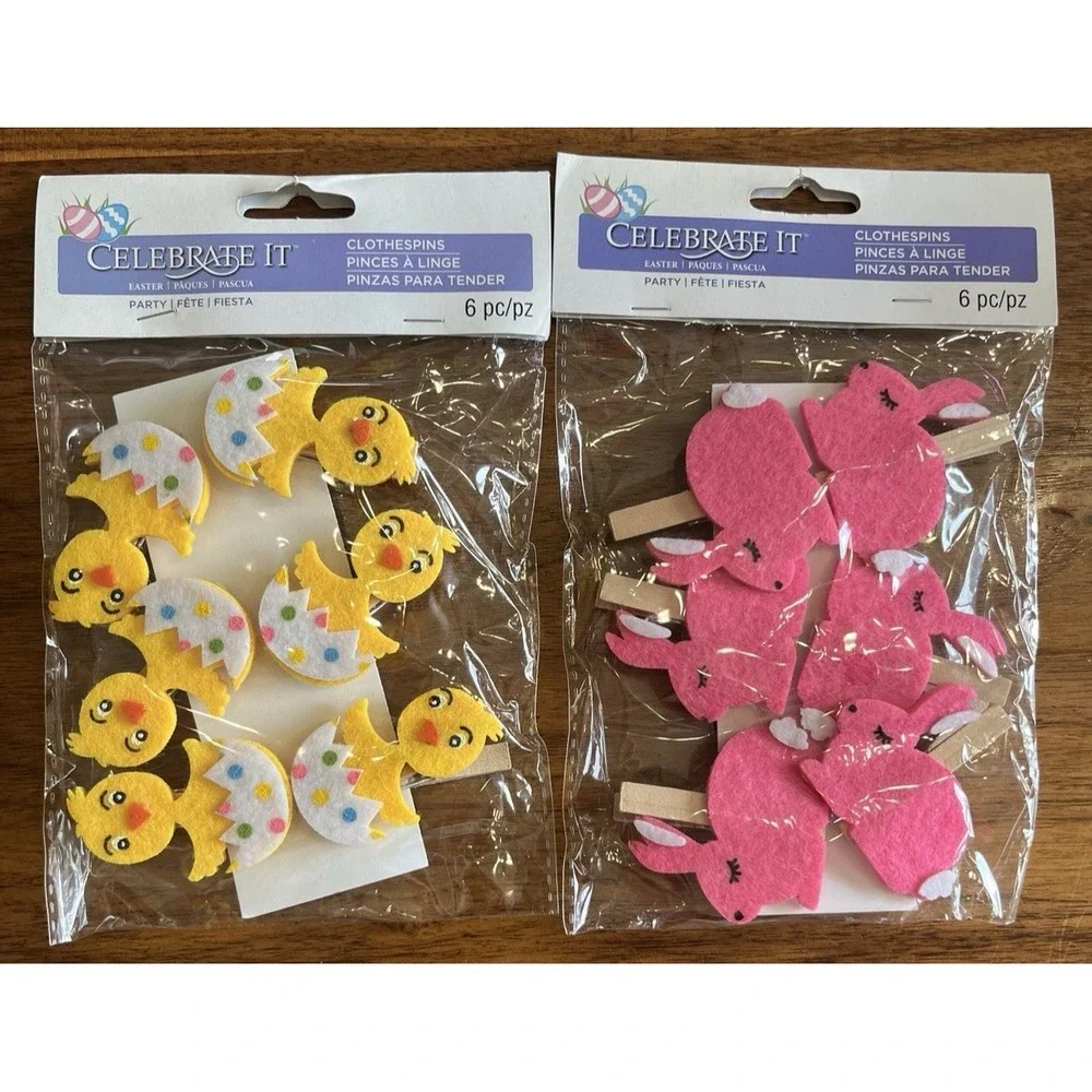 Easter Party Decorations- Bunny Rabbits and Chicks Clothespins NEW